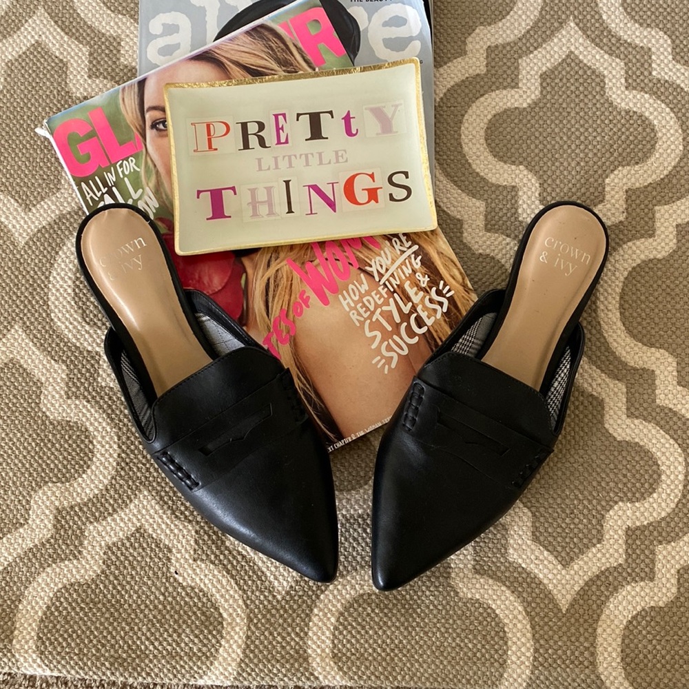 NEW “Crown & Ivy “ Tammy black pointed toe mule; size 7.5 - Picture 3 of 8